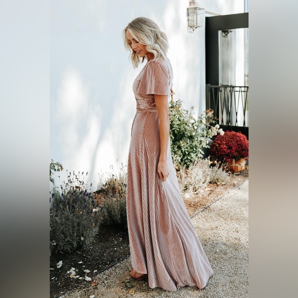 Baltic Born S Andi ribbed velvet dress Champagne